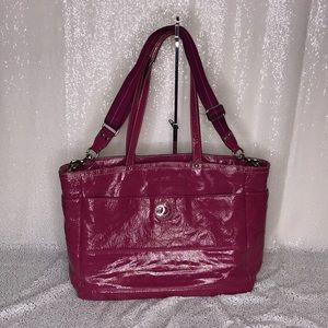 COACH Raspberry Patent Leather Large Diaper Bag